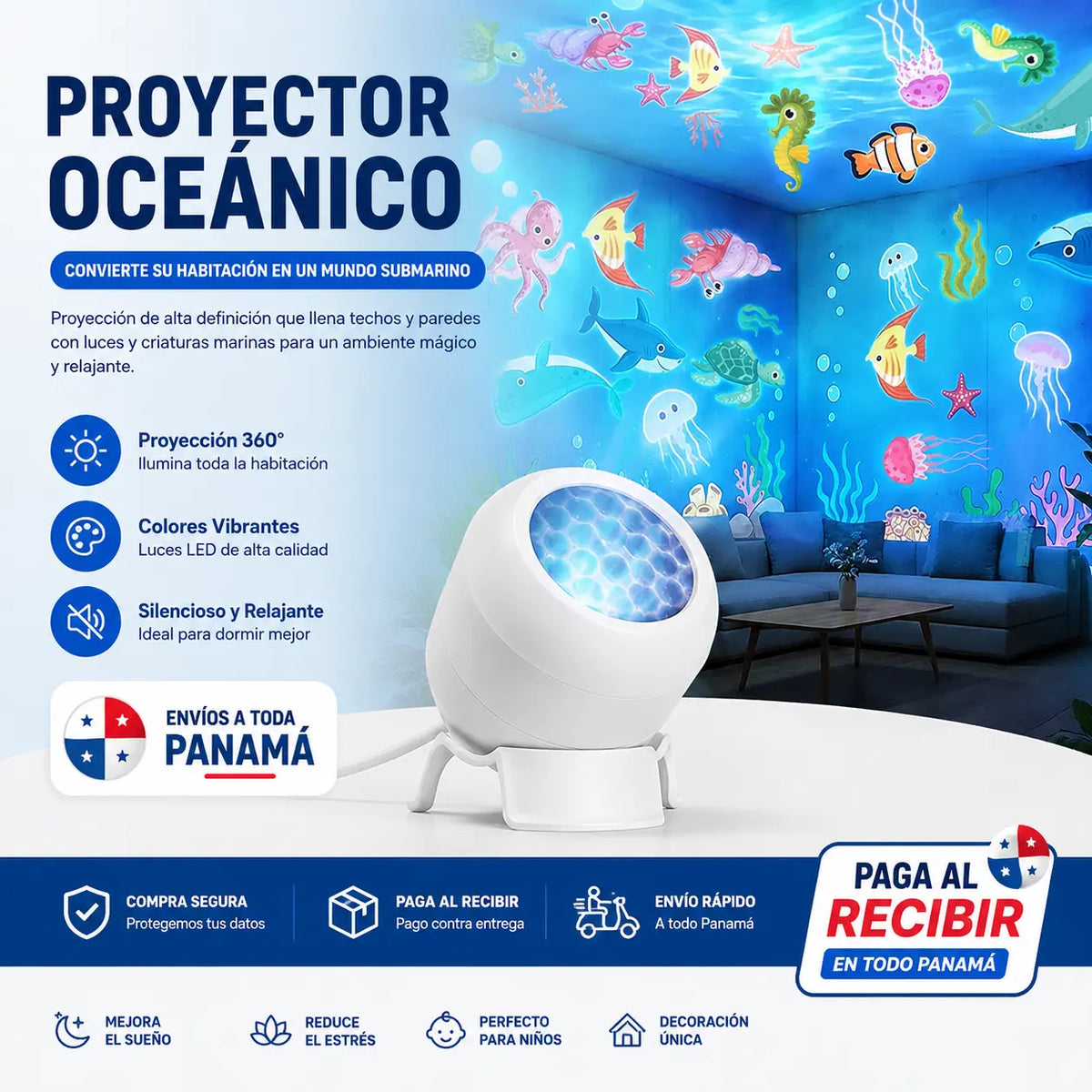 Proyector Océano Mágico™ | Convierte Cualquier Habitación en un Mundo Submarino