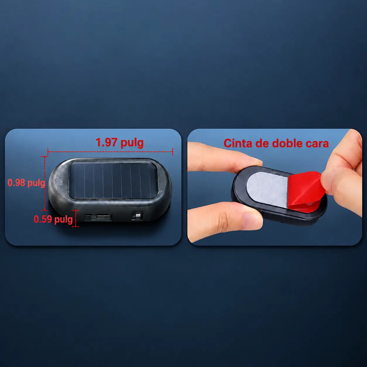 Luz Solar Antirrobo para Auto – Alarma Simulada LED Intermitente con Sensor de Luz, Sin Cables y Fácil Instalación