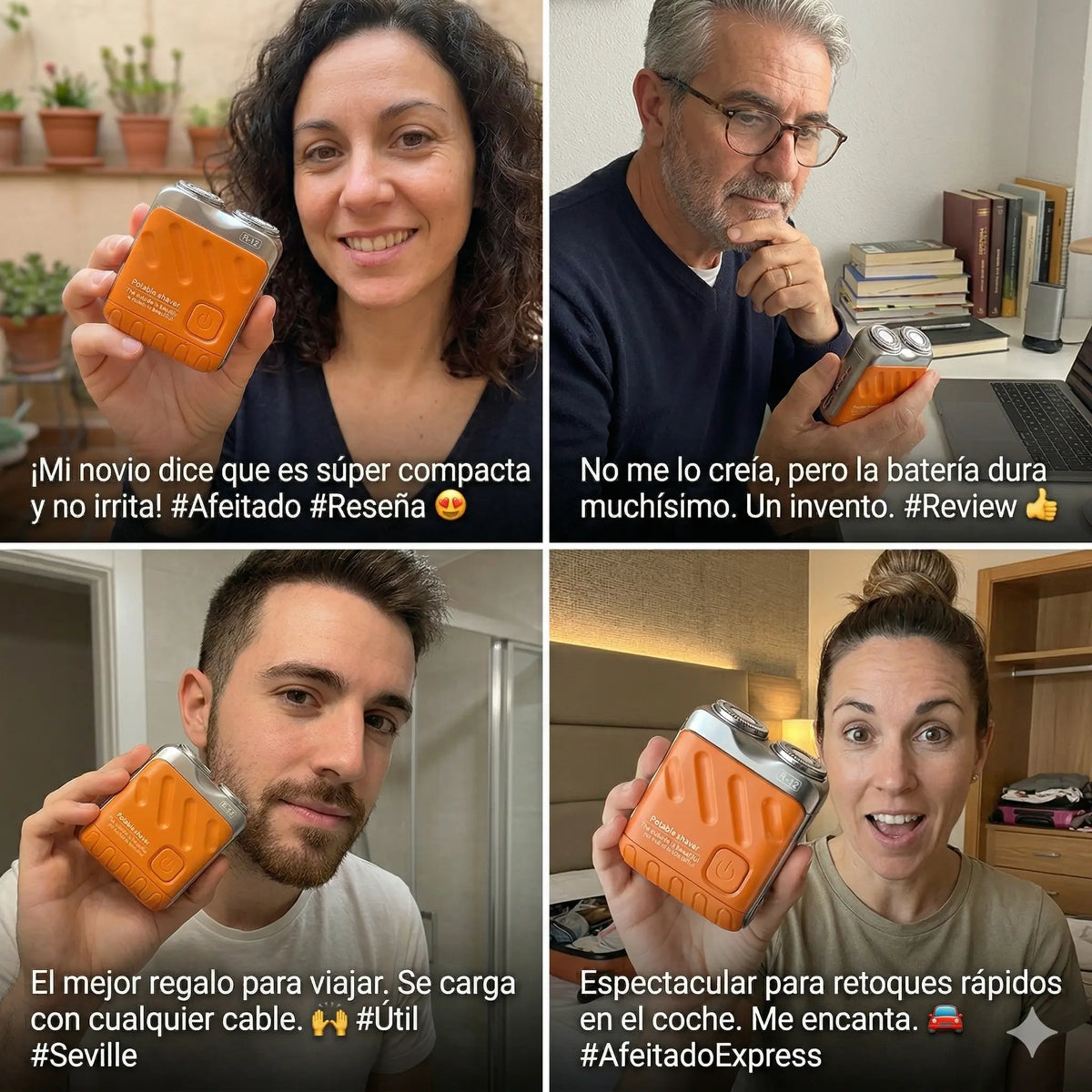 Afeitadora eléctrica portátil rotativa de doble anillo