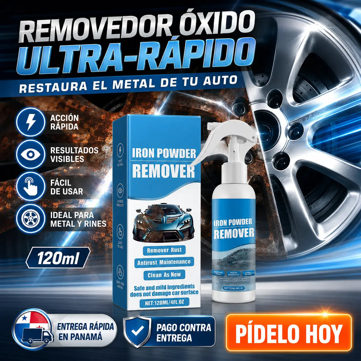 Removedor Óxido Ultra-Rápido 120ml: Restaura el Metal de tu Auto