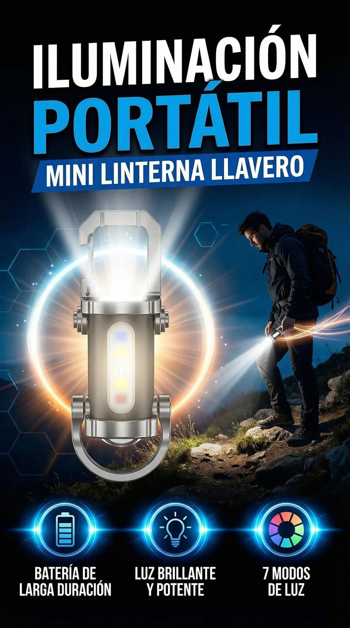 Luz Multifuncional de Llavero para Emergencias y Trabajo
